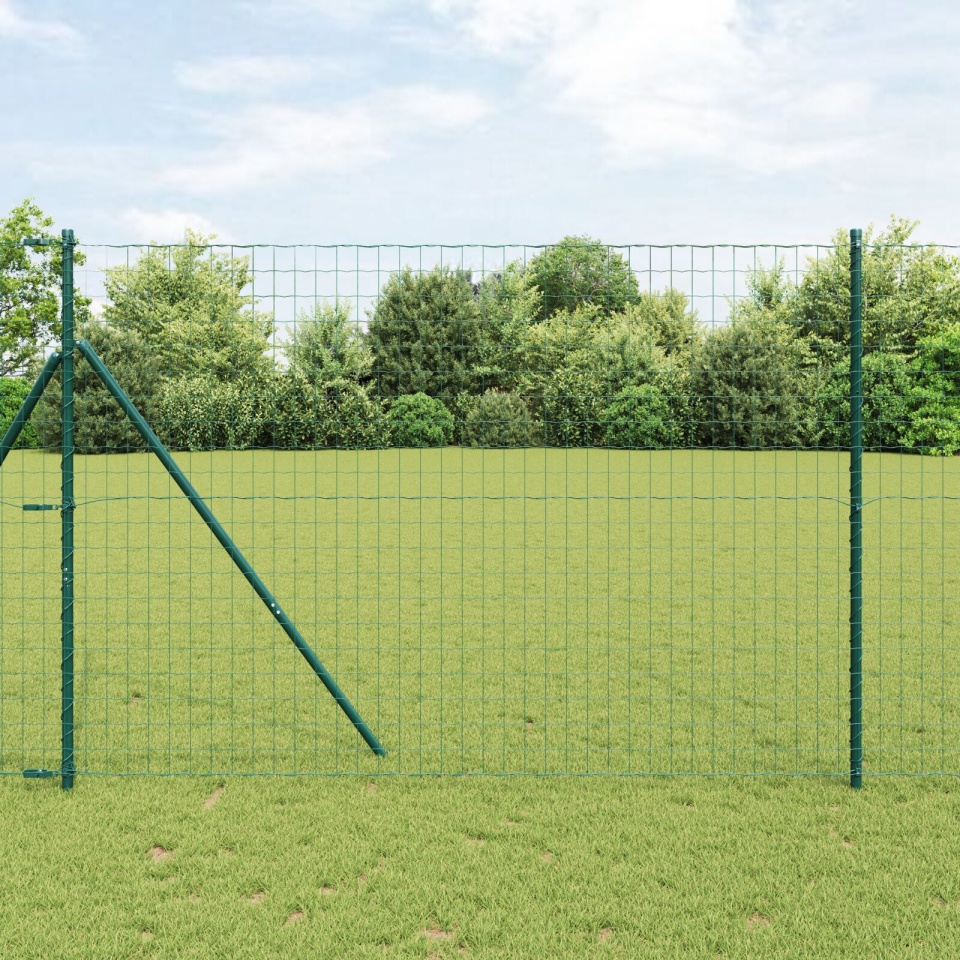 Gard Euro cu 7 stâlpi 1.6x10 m Oțel galvanizat Verde