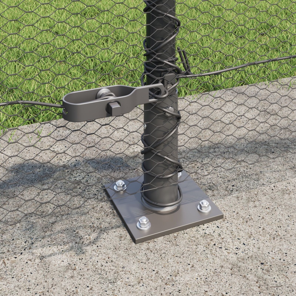 Gard Hexagonal Gri 0.6x25 m Oțel, Stâlpi de Gard cu Plăci de Bază 13 buc Ø32mm 70cm Oțel Galvanizat - 3 | YEO