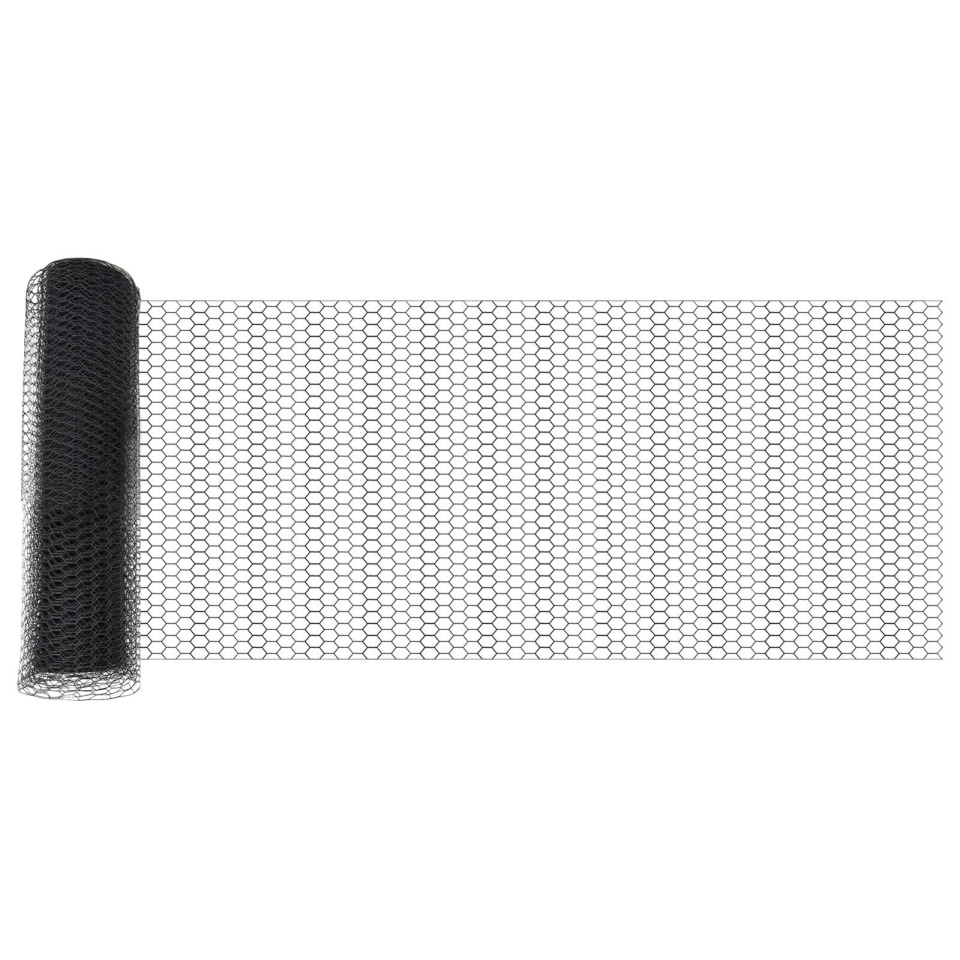 Gard hexagonal Gri 0.8x25 m Oțel, Stâlpi de gard cu vârf 13 buc Ø32 mm 100 cm Oțel galvanizat - 3 | YEO