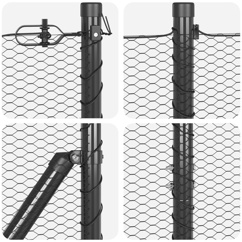 Gard Hexagonal Gri 1.4x25 m Oțel, Stâlpi Gard cu Spike 13 buc Ø32 mm 160 cm Oțel Galvanizat - 2 | YEO