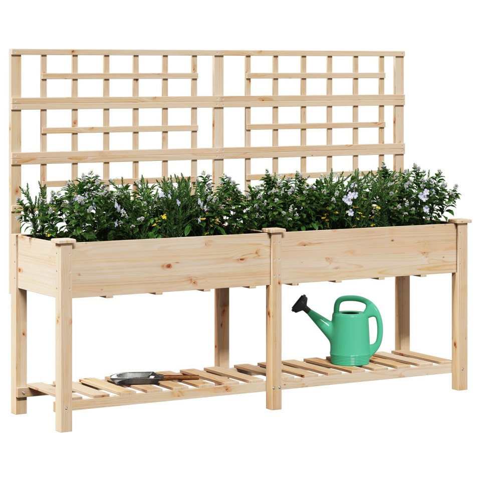 Gradină Jardiniere cu Trellis și Raft 203x53x152 cm Lemn Masiv de Brad - 2 | YEO