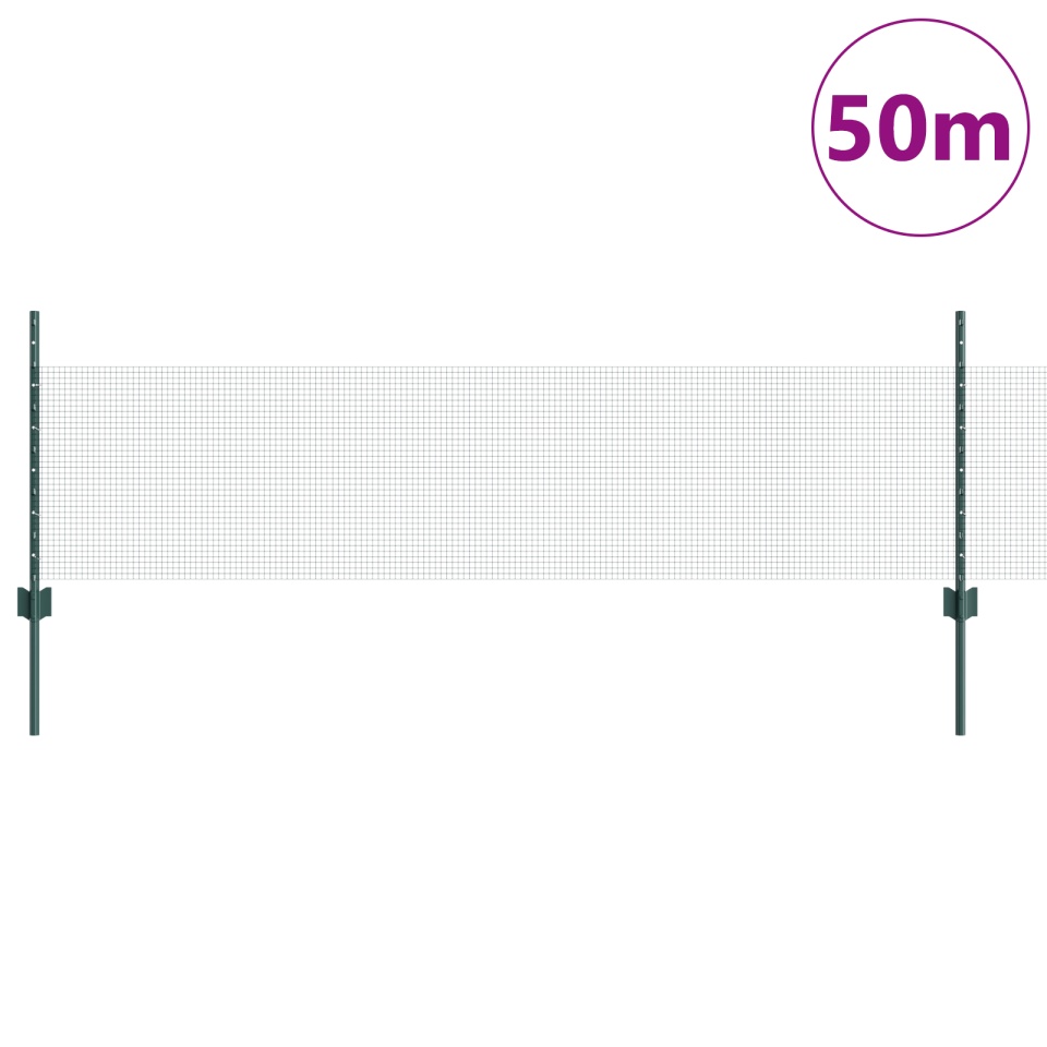 Îngrădire cu plasă sudată cu 22 U Posts Verde 0.5x50 m Oțel - 2 | YEO