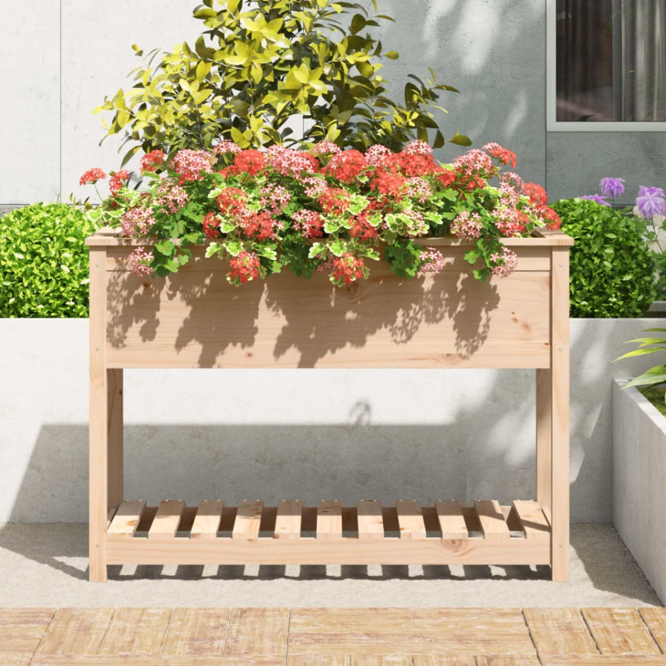 Jardinieră cu raft, 111,5x54x81 cm, lemn masiv de pin - 2 | YEO