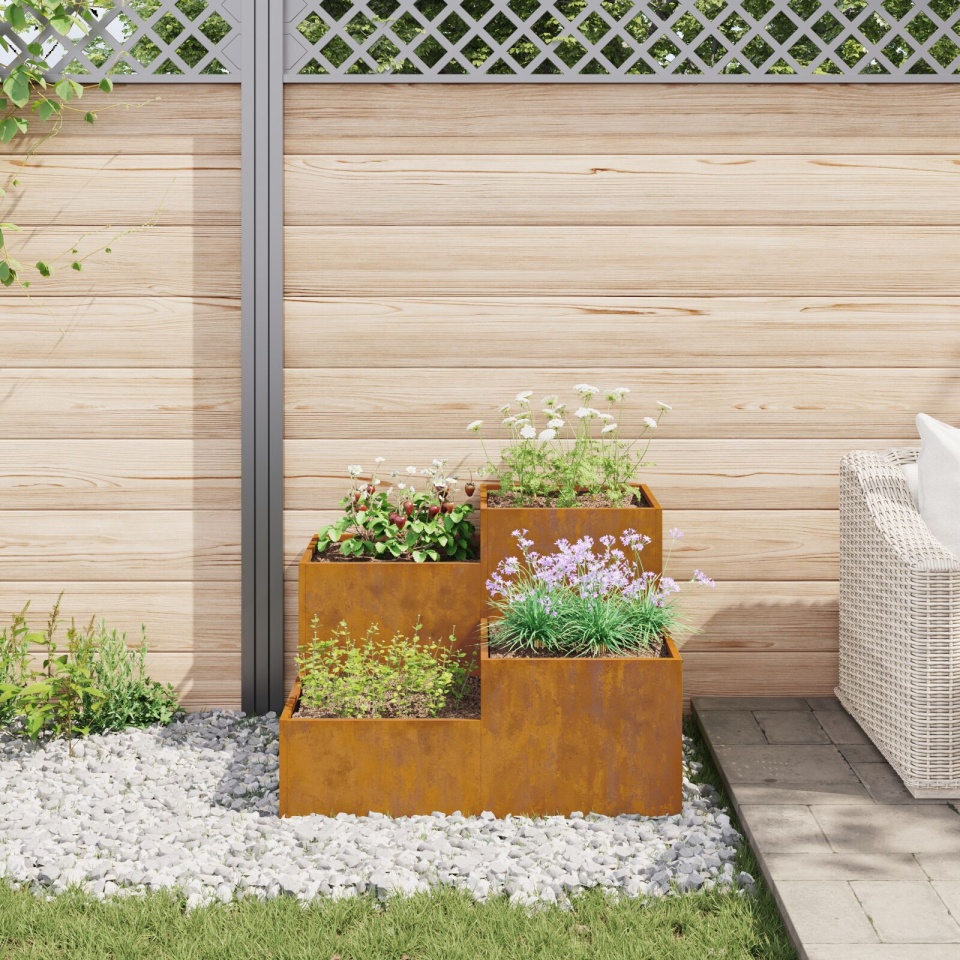 Jardiniță 80x80x60 cm Oțel rezistent la intemperii - 3 | YEO