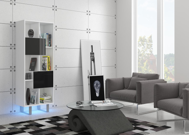 King 07 Biblioteca C White/Black High Gloss