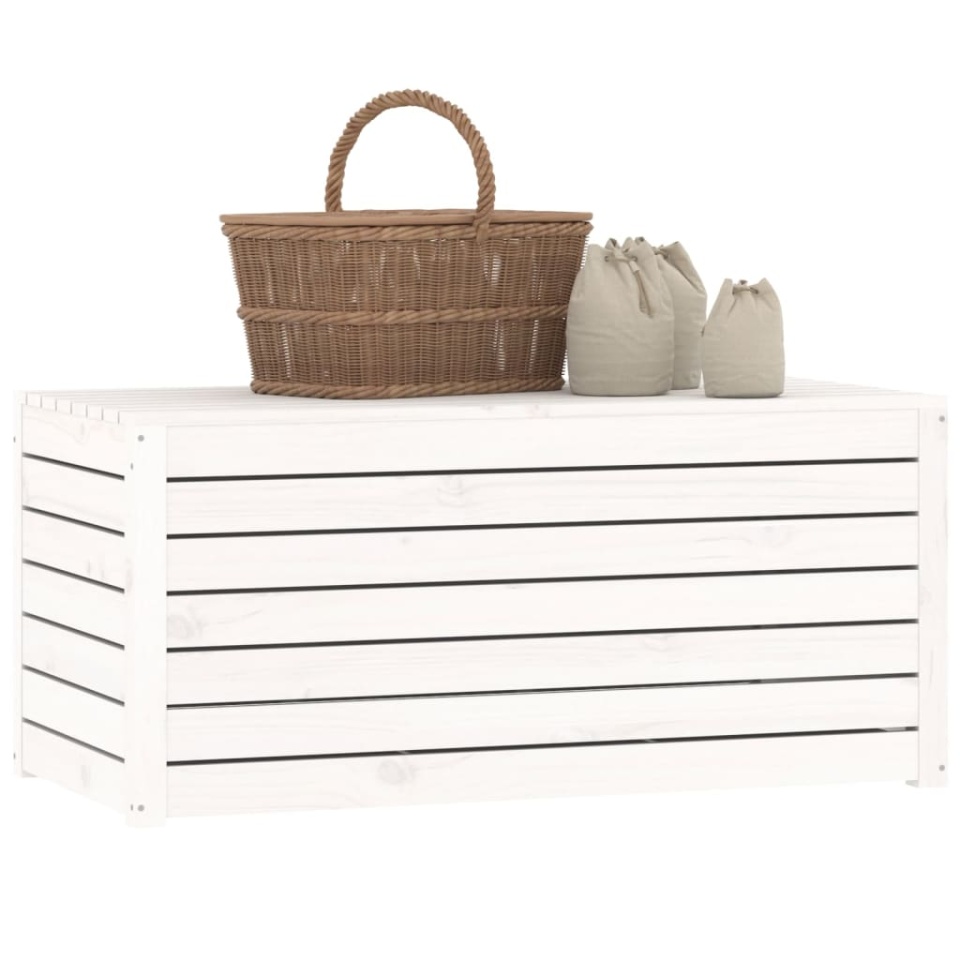 Ladă depozitare grădină, alb, 101x50,5x46,5cm, lemn masiv pin - 3 | YEO