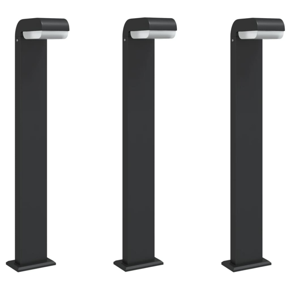 Lămpi exterioare de podea 3 buc. negru 80 cm aluminiu turnat - 1 | YEO