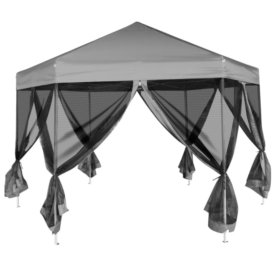 Marchiză hexagonală pliabilă, 6 pereți laterali, gri, 3,6x3,1 m - 2 | YEO