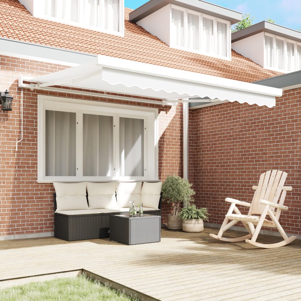 Marchiză Manuală Retractabilă Albă 350x250 cm, Material de înlocuire pentru Marchiză 3,5x2,5 m Alb - 2 | YEO