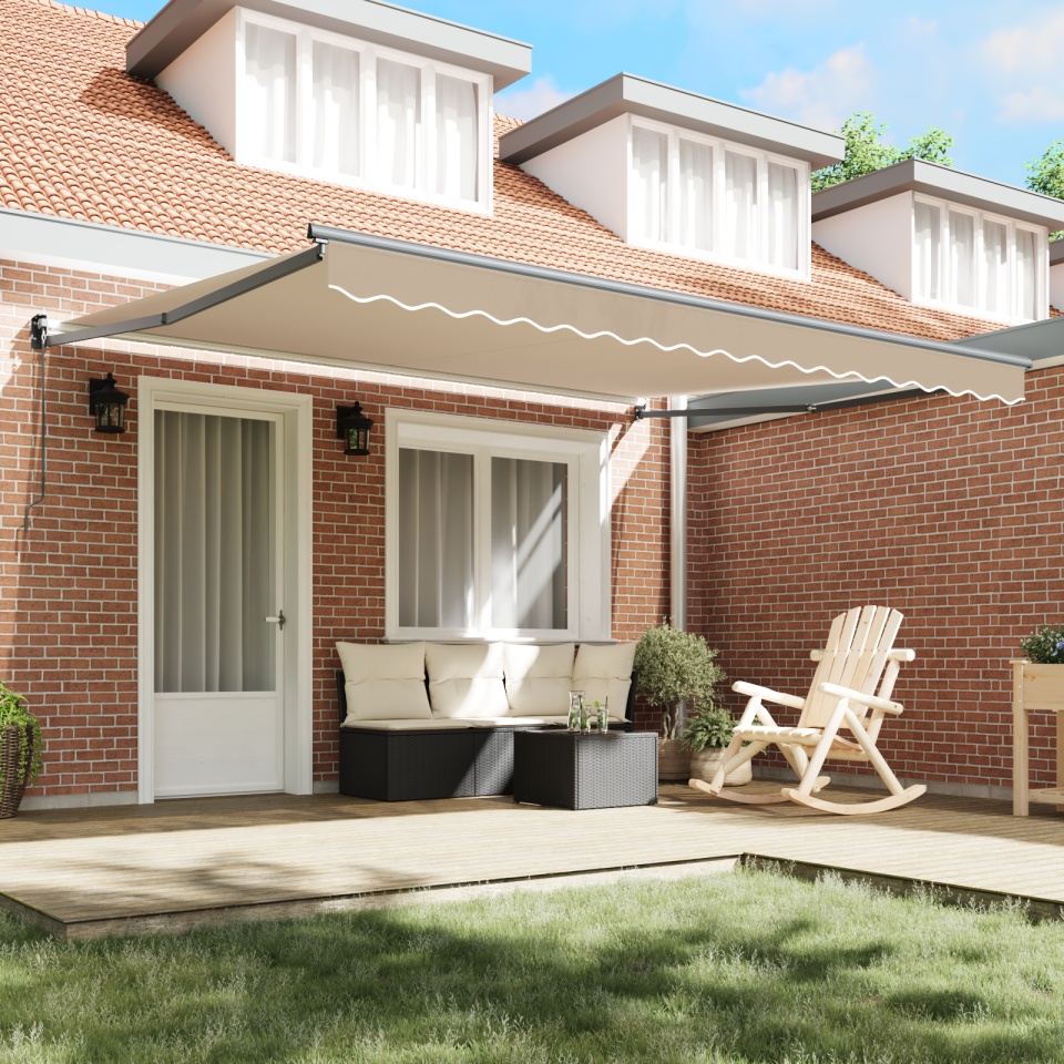 Marchiză manuală retractabilă Bej 400x300 cm, Material de înlocuire pentru marchiză pentru cadru de 4x3 m Bej - 2 | YEO