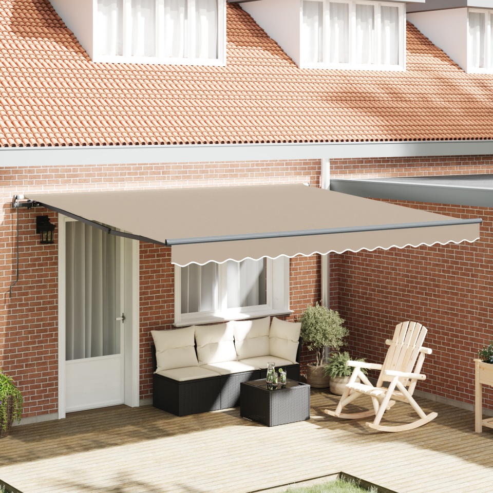 Marchiză Manuală Retractabilă Bej 400x350 cm, Țesătură de înlocuire pentru cadru de 4x3.5 m Bej