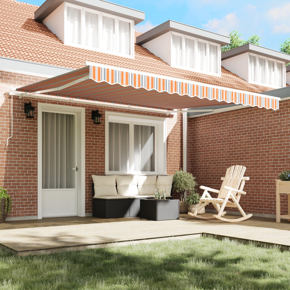 Marchiză manuală retractabilă cu dungi multicolore 400x300 cm - 2 | YEO