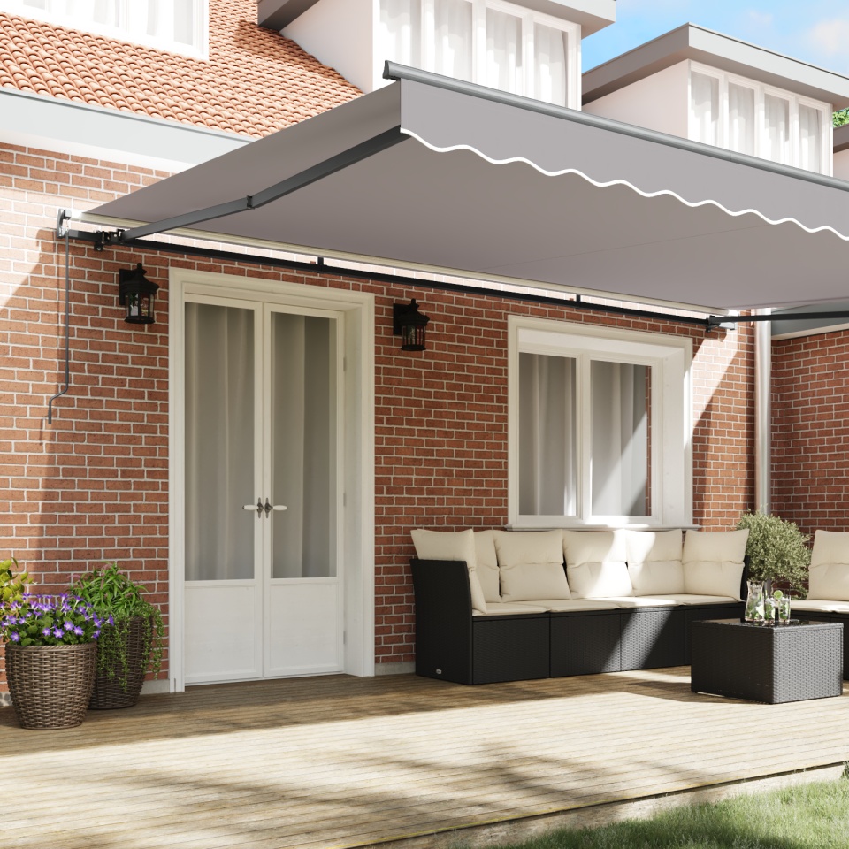 Marchiză manuală retractabilă gri deschis 500x300 cm, Acoperire de înlocuire pentru marchiză 5x3 m gri deschis - 2 | YEO