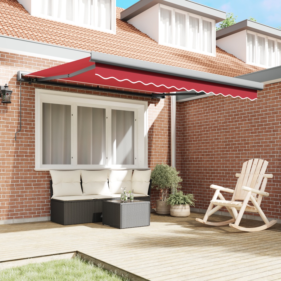 Marchiză Manuală Retractabilă Roșie 350x250 cm, Fabrică de Înlocuire pentru Marchiză pentru Cadru de 3.5x2.5 m Roșu - 2 | YEO