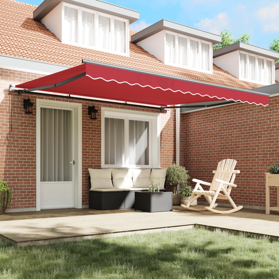 Marchiză manuală retractabilă Roșie 400x300 cm, Țesătură de schimb pentru marchiză pentru cadru de 4x3 m Roșie - 2 | YEO