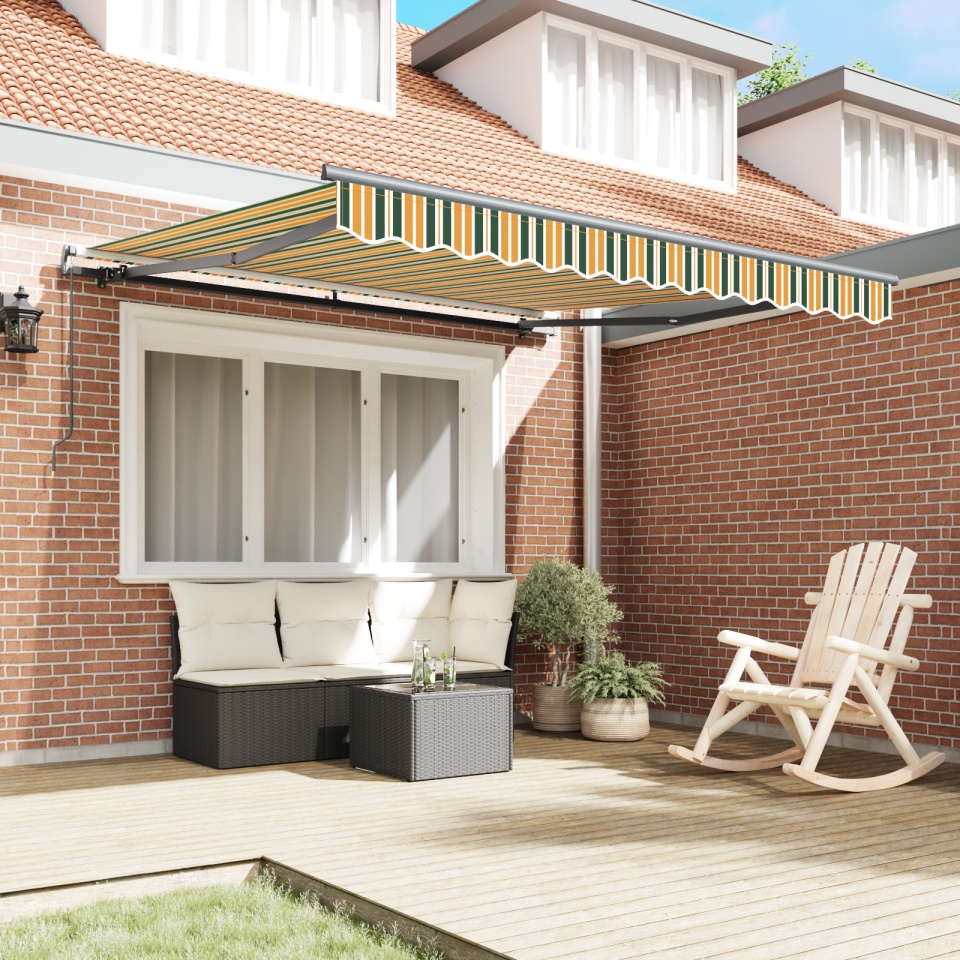 Marchiză manuală retractabilă verde și galben 350x250 cm, Material de înlocuire pentru marsiză 3.5x2.5 m cadru verde și galben - 2 | YEO