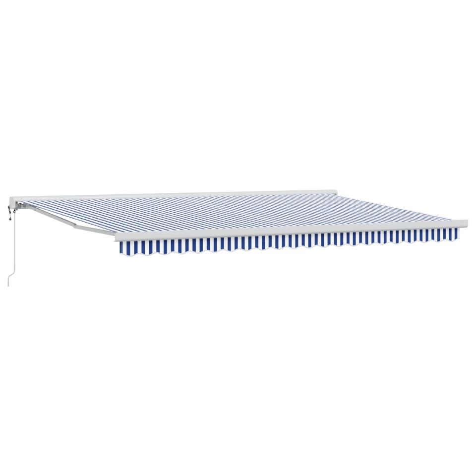 Marchiză retractabilă automată albă și albastră 500x300 cm - 1 | YEO