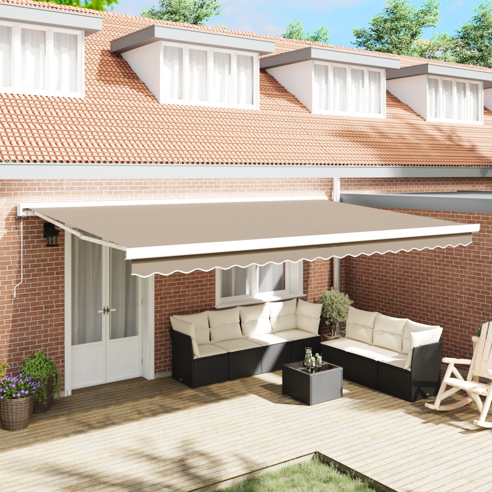 Marchiză retractabilă automată Bej 500x300 cm, Material de înlocuire pentru marchiză de 5x3 m Bej