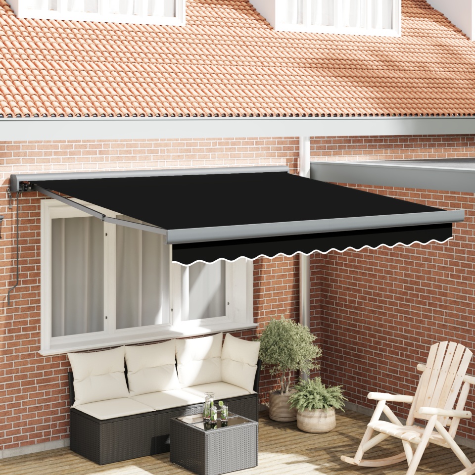 Marchiză retractabilă automată neagră 300x250 cm, Țesătură de înlocuire pentru marchiză pentru cadru 3x2.5 m negru