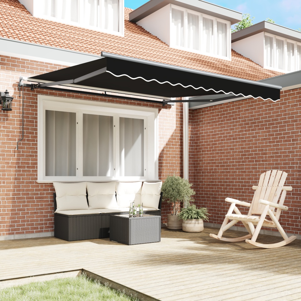 Marchiză retractabilă automată neagră 350x250 cm, Țesătură de schimb pentru marchiză pentru cadru de 3.5x2.5 m negru - 2 | YEO