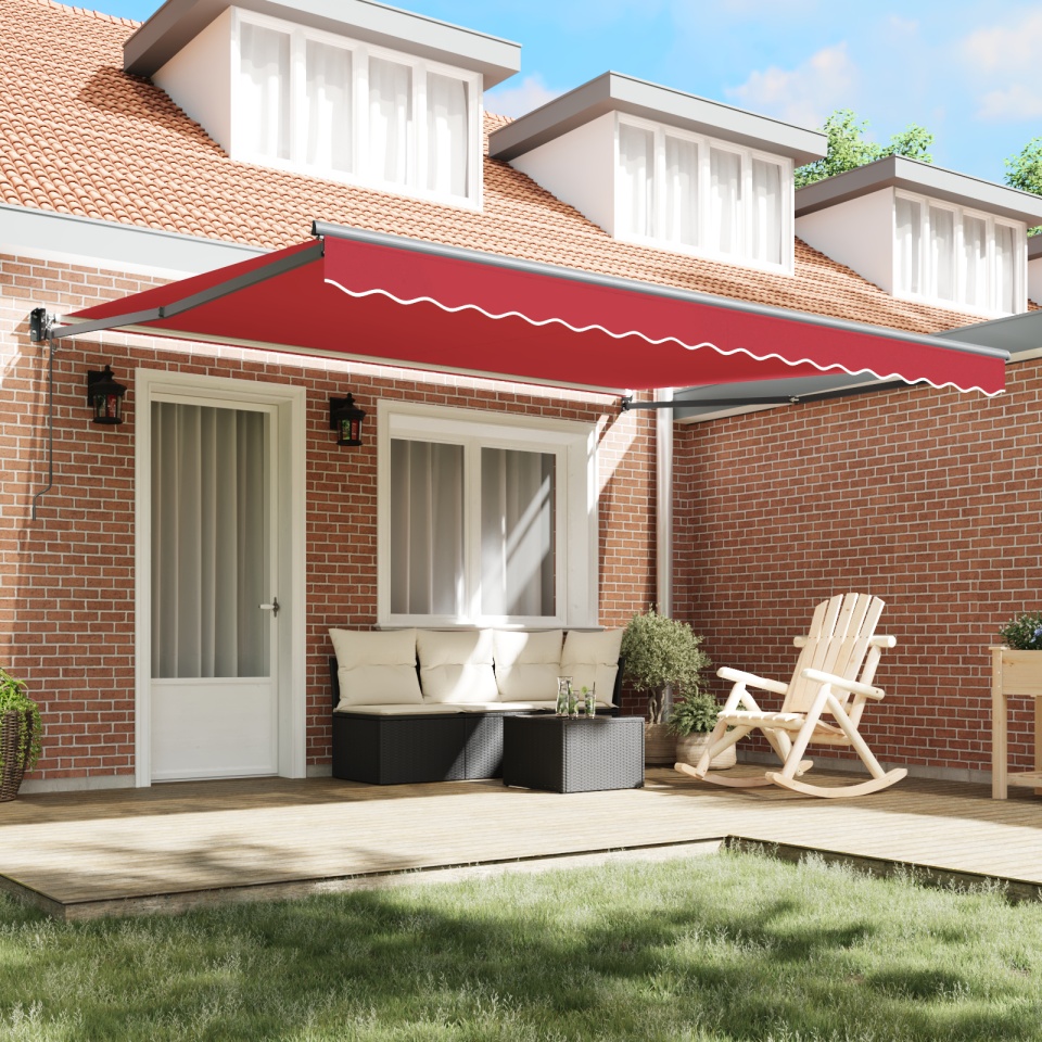 Marchiză retractabilă automată roșie 400x300 cm, Fabrică de înlocuire a marchizelor pentru cadru de 4x3 m roșu - 2 | YEO
