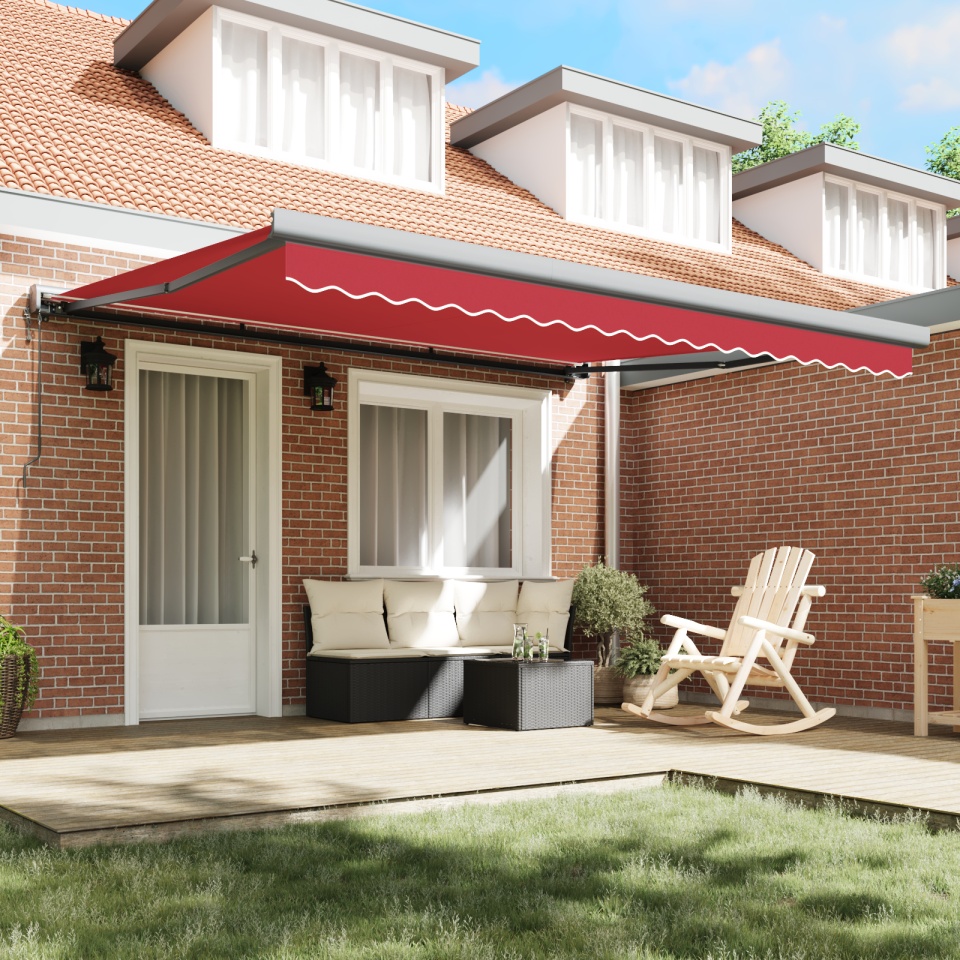 Marchiză retractabilă automată roșie 400x300 cm, Material de înlocuire pentru marchiză pentru cadru de 4x3 m roșie - 2 | YEO