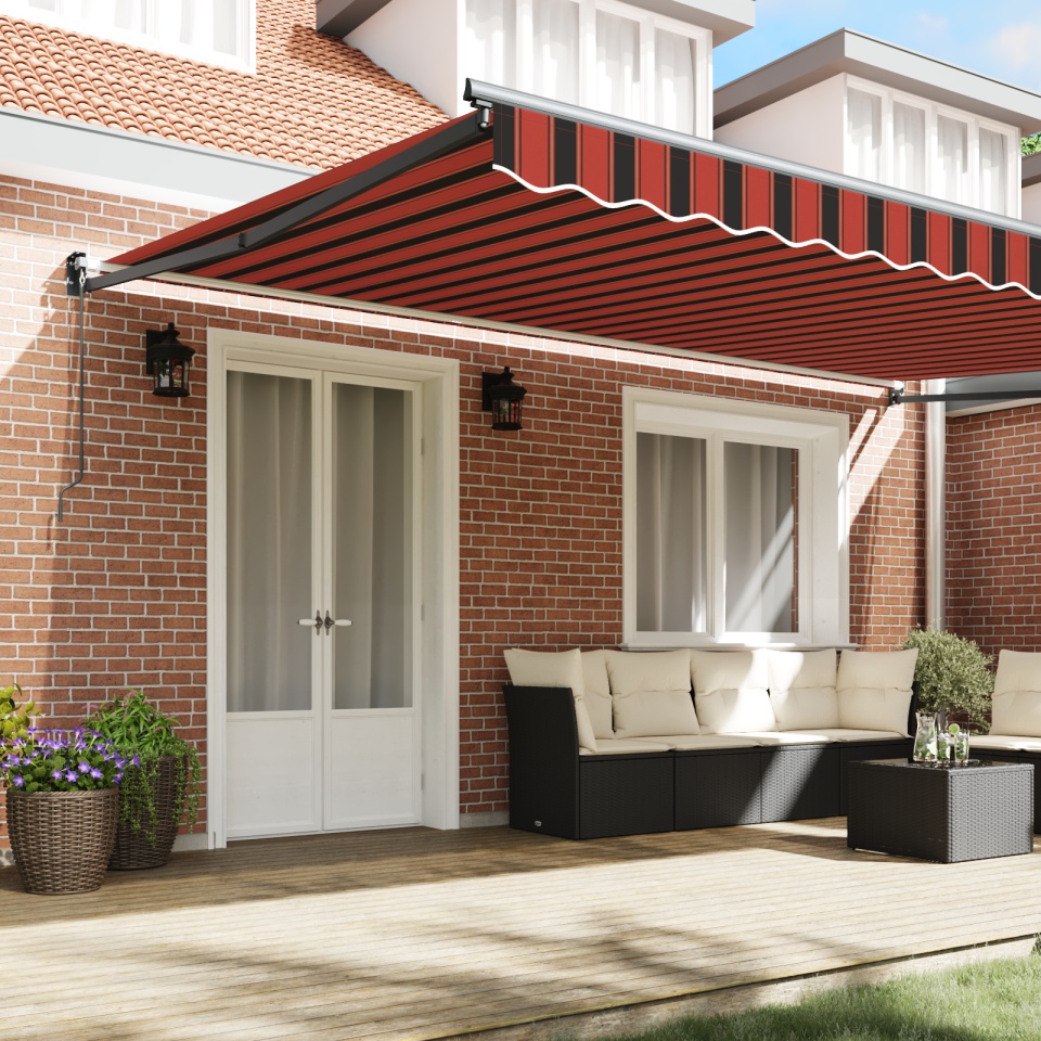 Marchiză retractabilă manuală portocalie și maro 500x300 cm - 2 | YEO