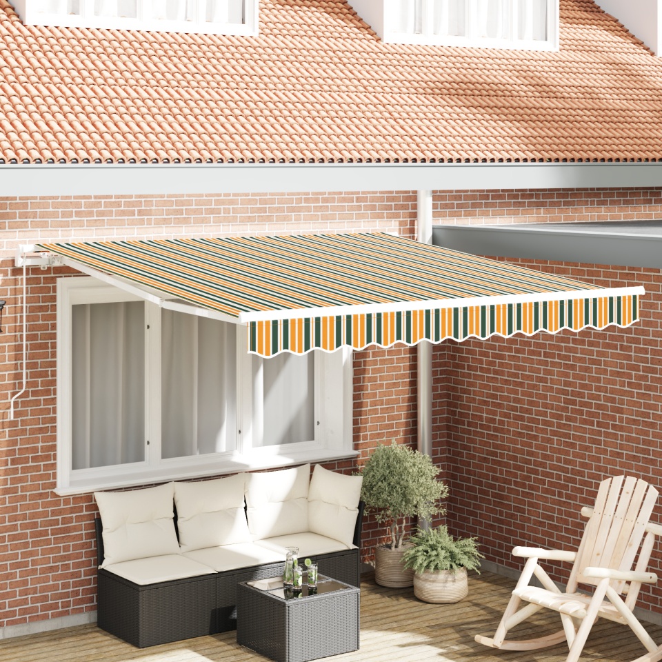 marchiza retractabilă manuală Verde și Galben 300x250 cm, material de înlocuire pentru marchiză cadru 3x2.5 m Verde și Galben