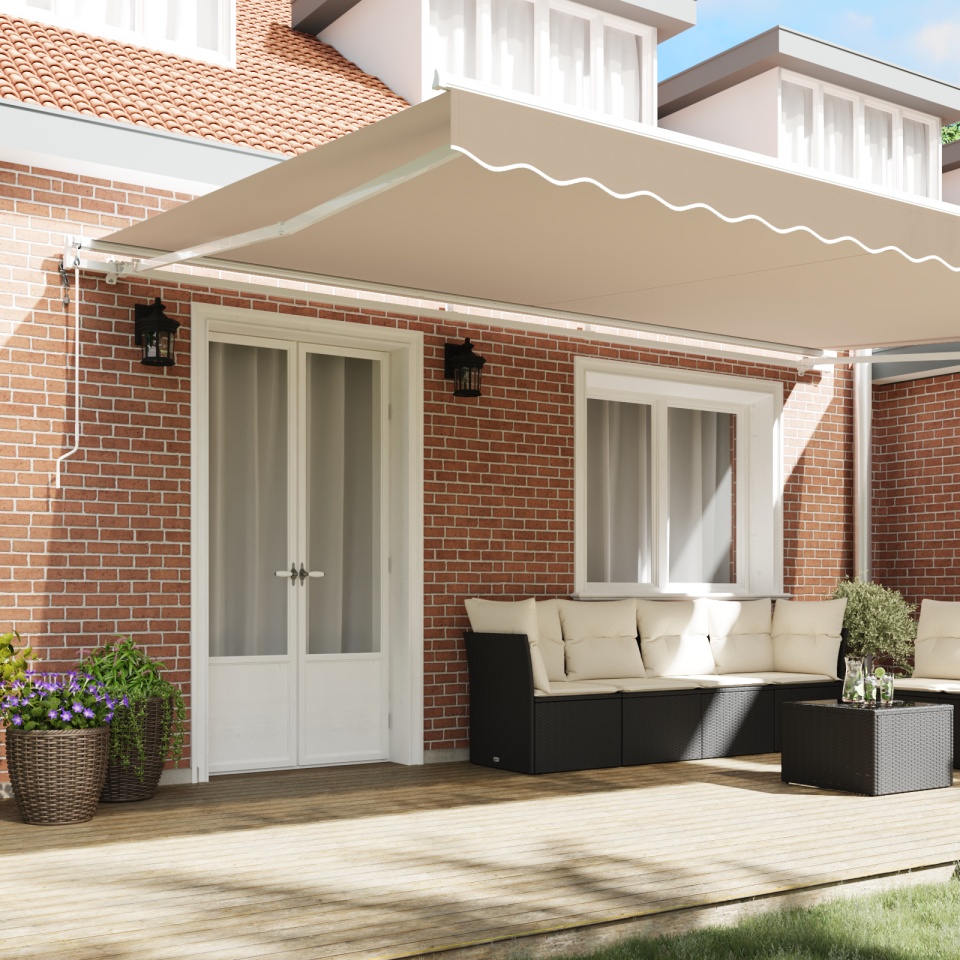 Markiza retractabilă automată Bej 500x300 cm, Material de înlocuire pentru markiză pentru cadru de 5x3 m Bej - 2 | YEO