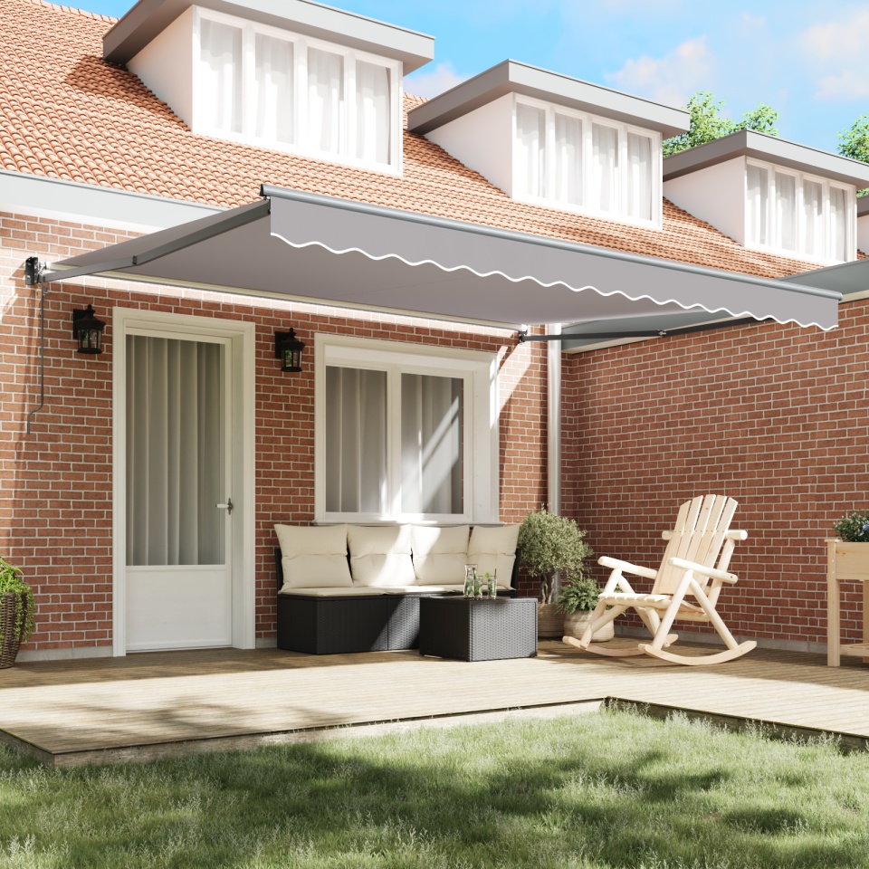 Marquise retractabilă automată gri deschis 400x300 cm, Material de înlocuire pentru marquise pentru cadru 4x3 m gri deschis - 2 | YEO