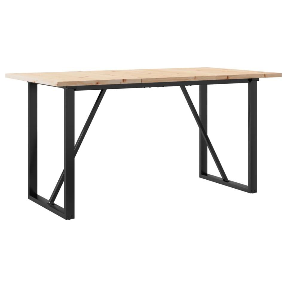 Masă bucătărie, cadru O, 140x80x75,5 cm lemn masiv pin și fontă - 1 | YEO