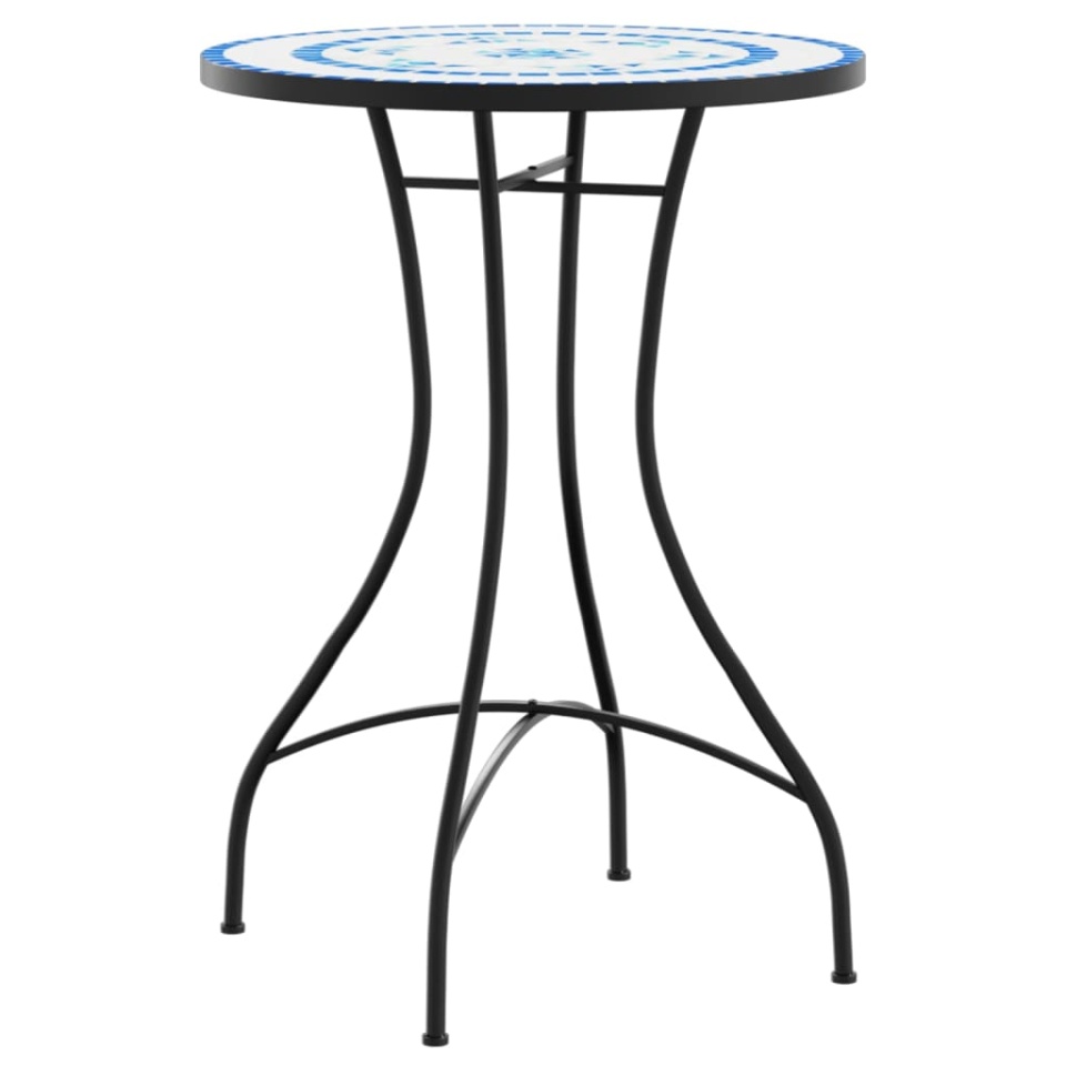 Masă de bistro cu mozaic, albastru și alb, fier și ceramică - 2 | YEO