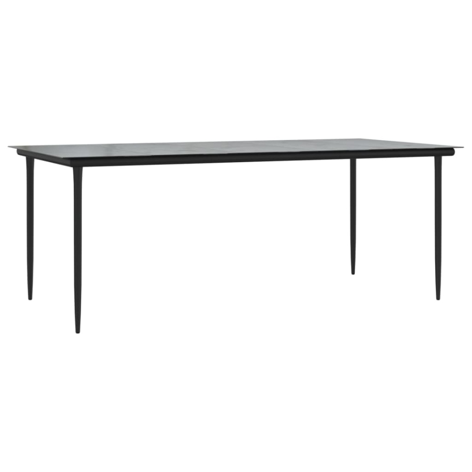 Masă de grădină, negru, 200x100x74 cm, oțel & sticlă securizată - 1 | YEO