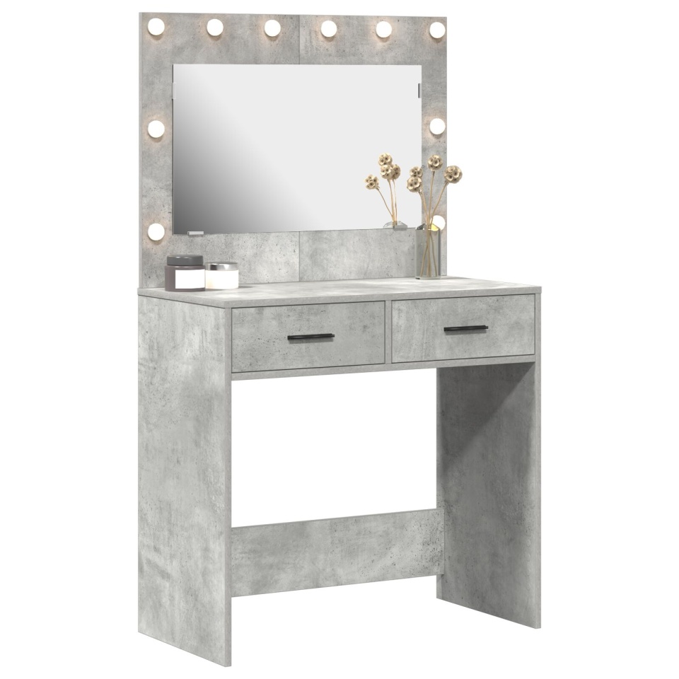 masa de toaletă cu lumini LED gri beton 78,5x41x135 cm - 2 | YEO