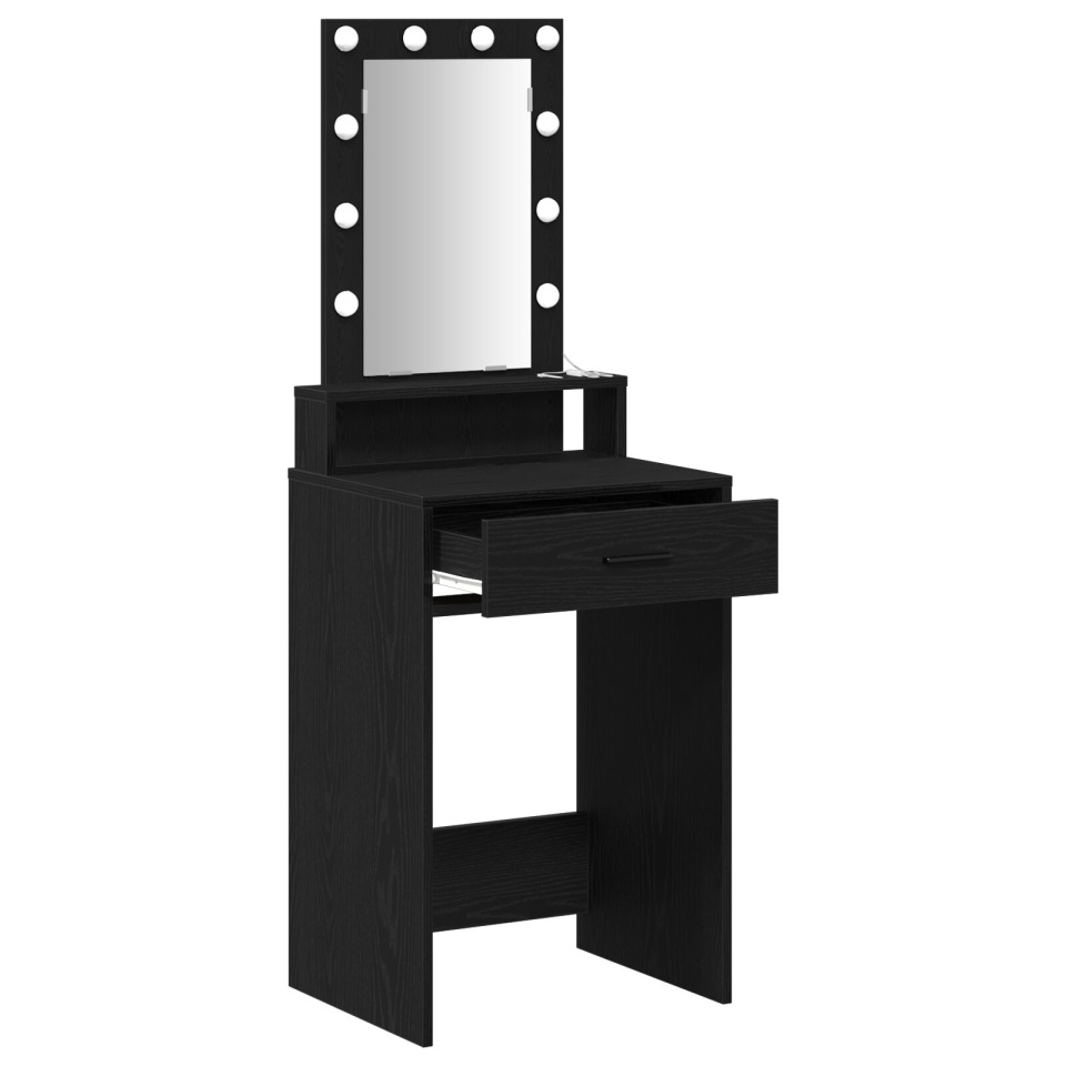 Masa de toaletă cu lumini LED, Negru Stejar, 50x41x140 cm - 3 | YEO