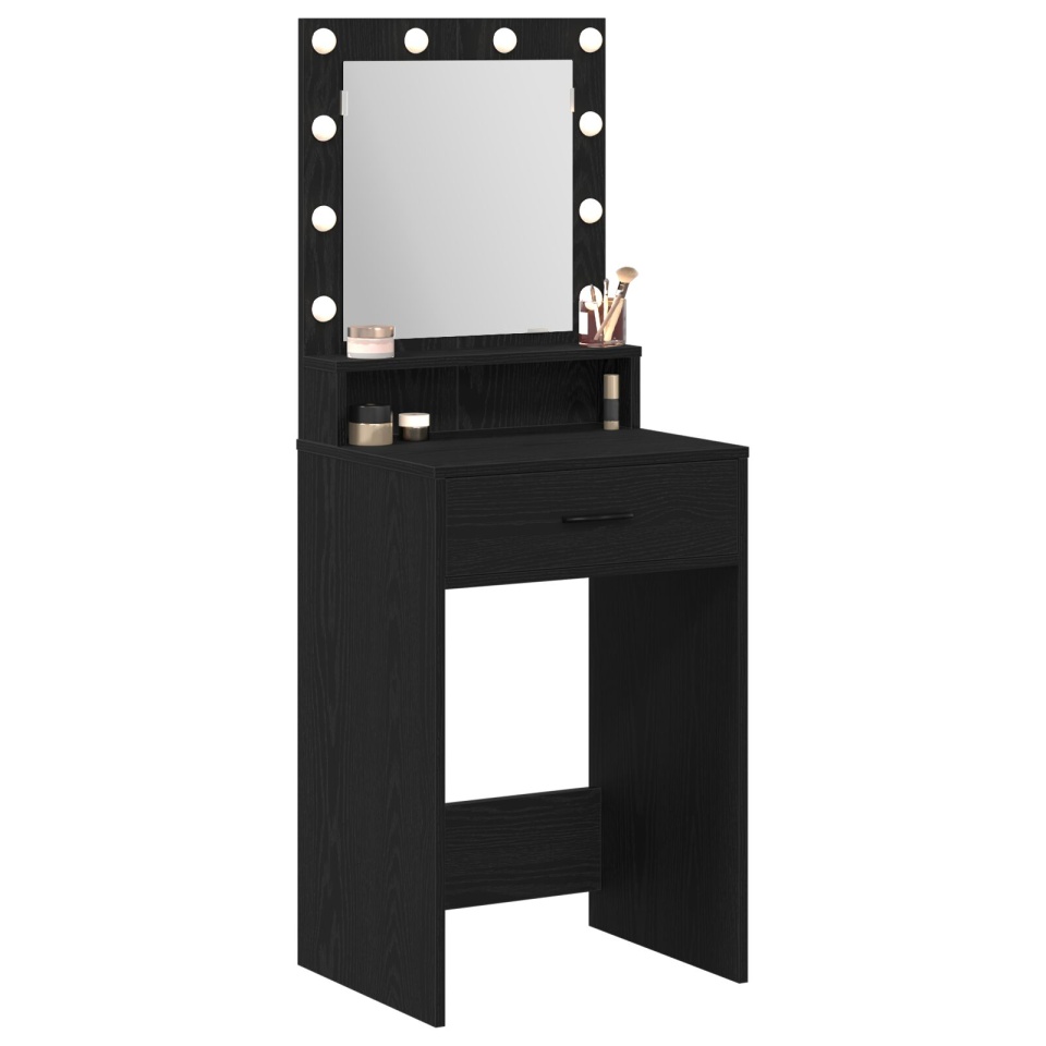Masa de toaletă cu lumini LED, Stejar Negru, 50x41x135 cm - 2 | YEO