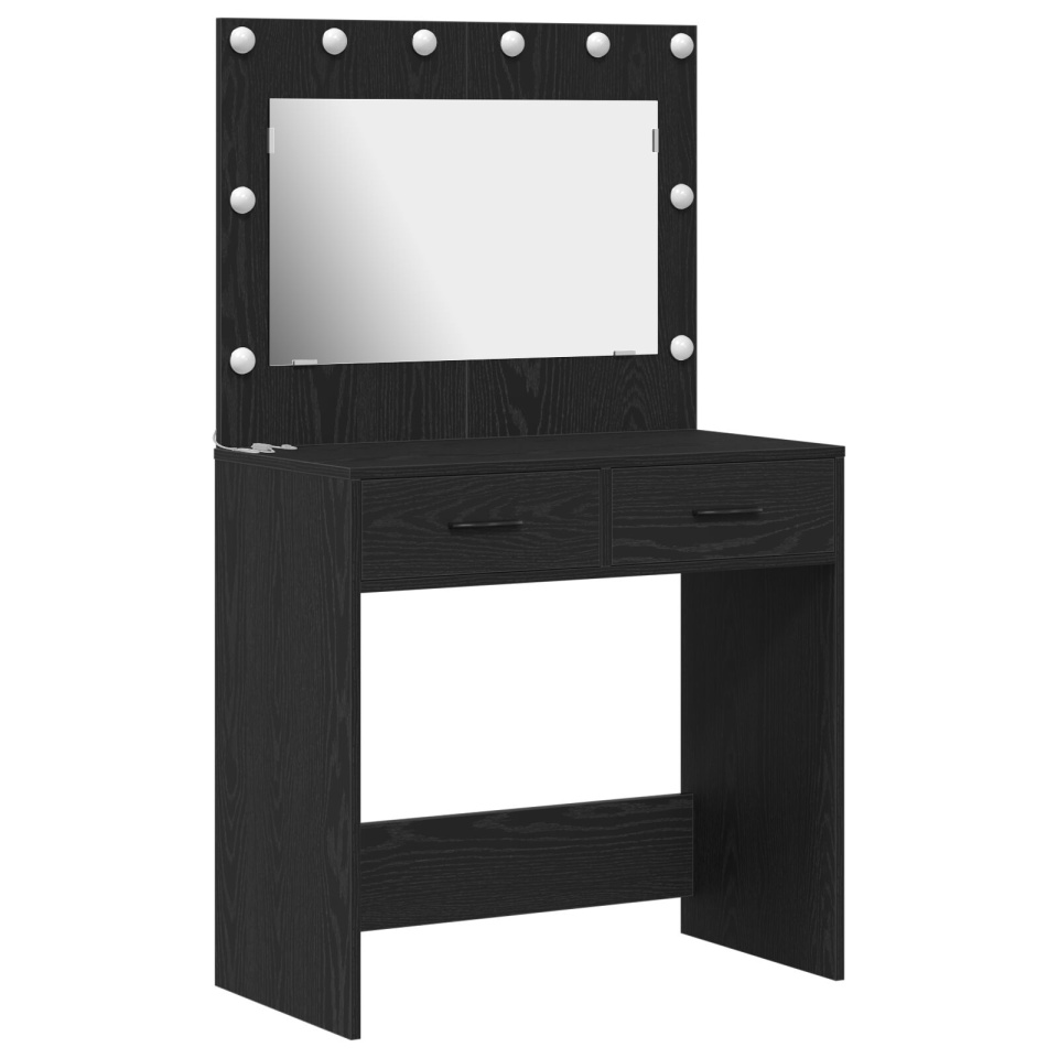 Masa de toaletă cu lumini LED, Stejar negru, 78,5 x 41 x 135 cm - 1 | YEO