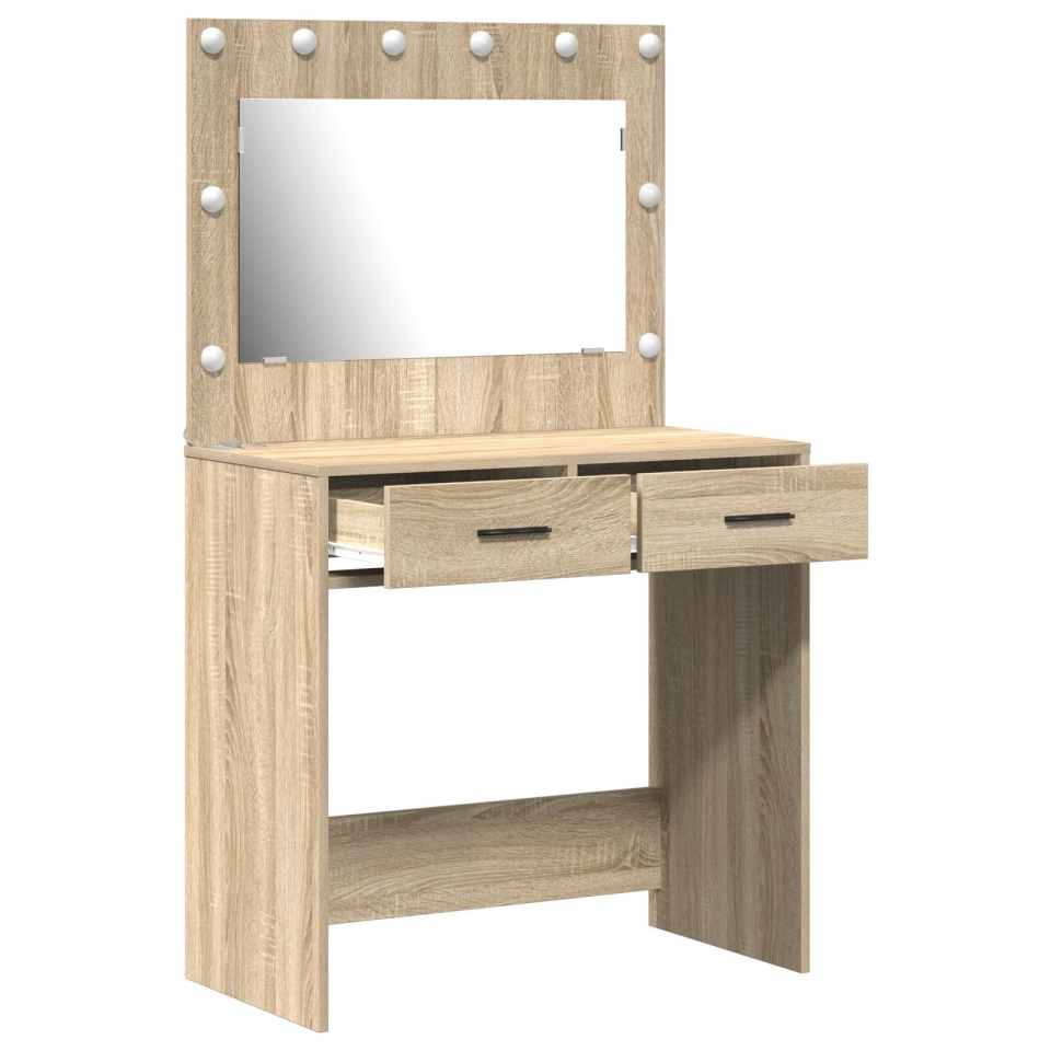 Masa de toaletă cu lumini LED, stejar sonoma, 78,5x41x135 cm - 3 | YEO