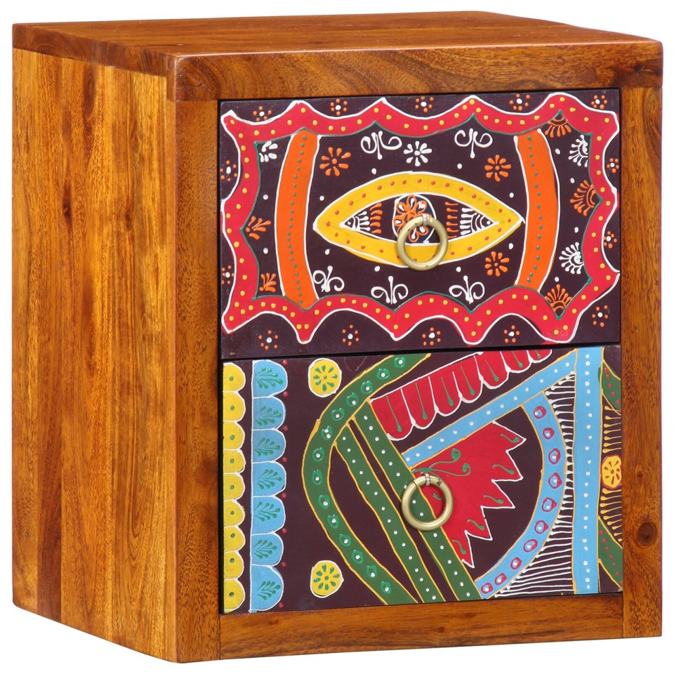 mese de noptieră Multicolor, lemn natural Lemn solid de sheesham - 2 | YEO