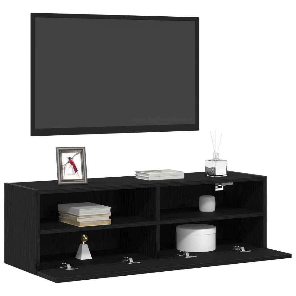 Mobilier TV Suport 2 buc Negru Stejar 100x30x30 cm Lemn prelucrat - 2 | YEO