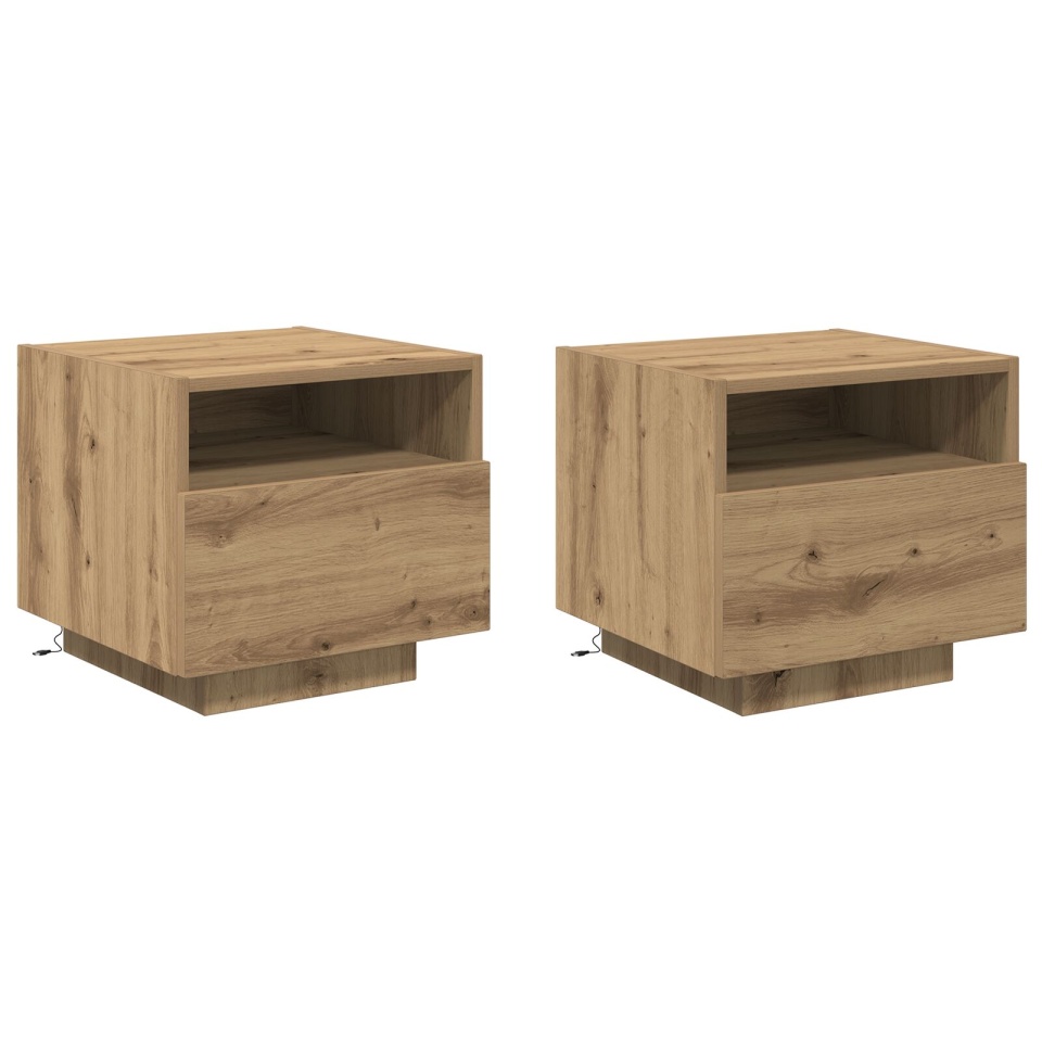 Noptieră cu lumini LED 2 buc Artisan Stejar 40x39x37 cm - 1 | YEO