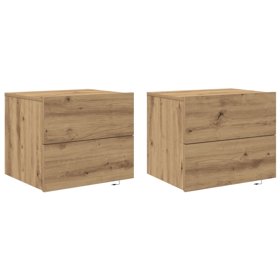 Noptiere cu lumini LED, montate pe perete, 2 buc, Stejar Artisan - 1 | YEO