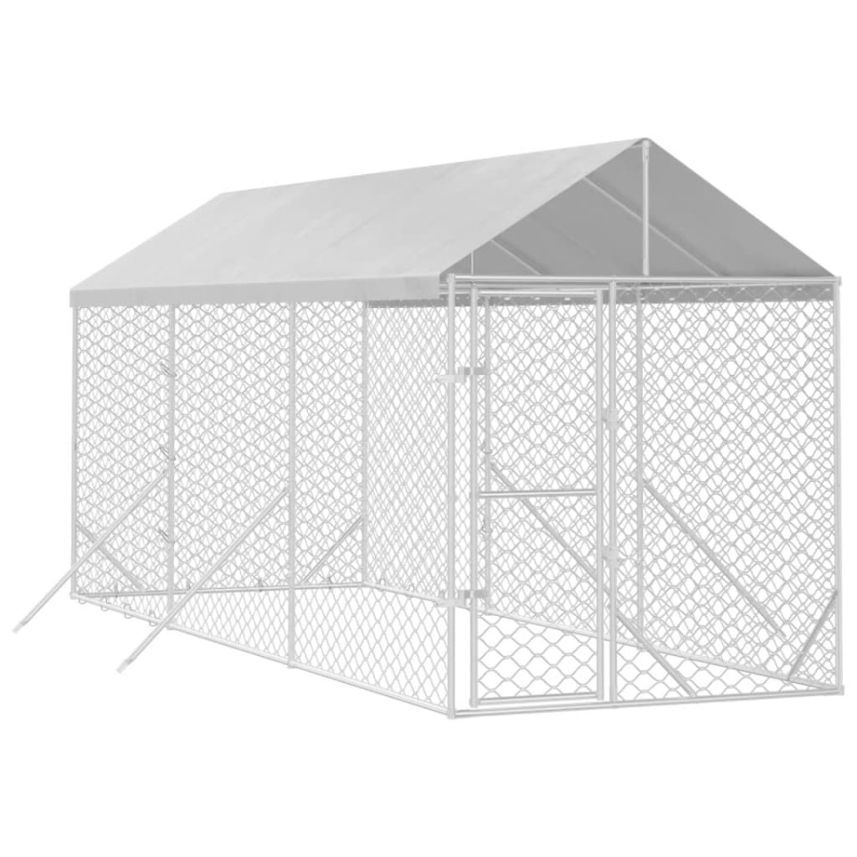 Padoc de exterior cu acoperiș argintiu 2x6x2,5m oțel galvanizat - 2 | YEO