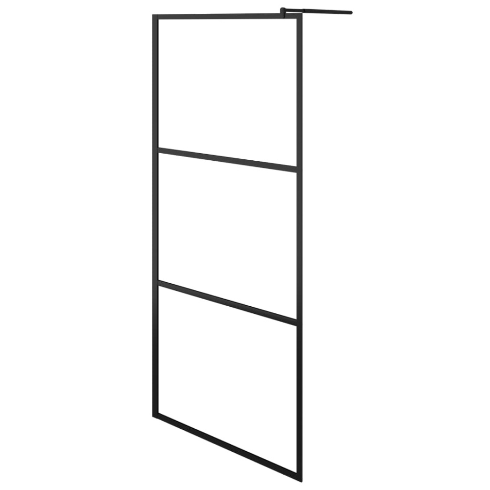 Paravan duș walk-in cu raft negru 90x195 cm sticlă ESG/aluminiu - 2 | YEO