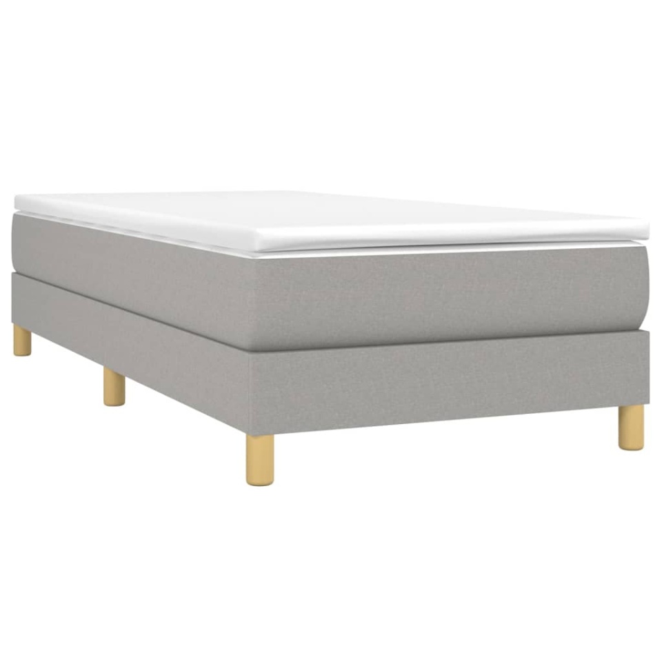 Pat box spring cu saltea, gri deschis, 80x200 cm, textil - 2 | YEO