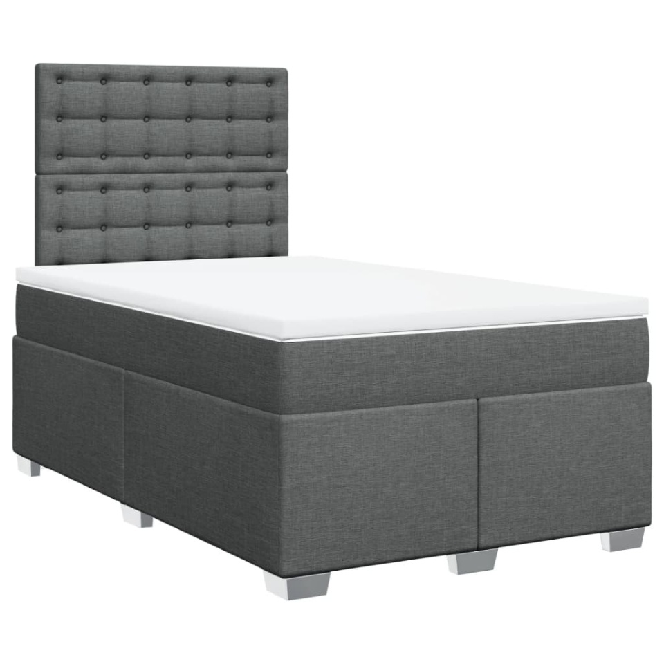 Pat box spring cu saltea, gri închis, 120x190 cm, textil - 2 | YEO