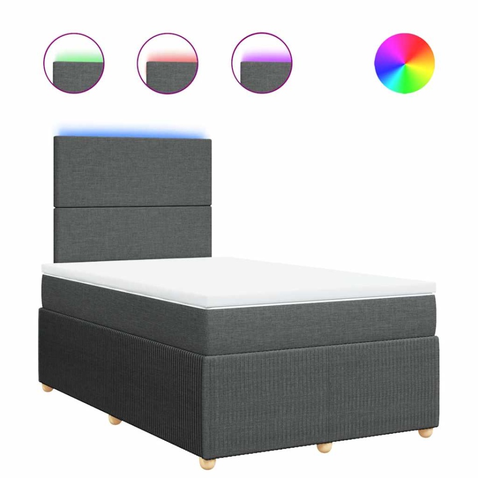 Pat box spring cu saltea, gri închis, 120x190 cm, textil - 1 | YEO