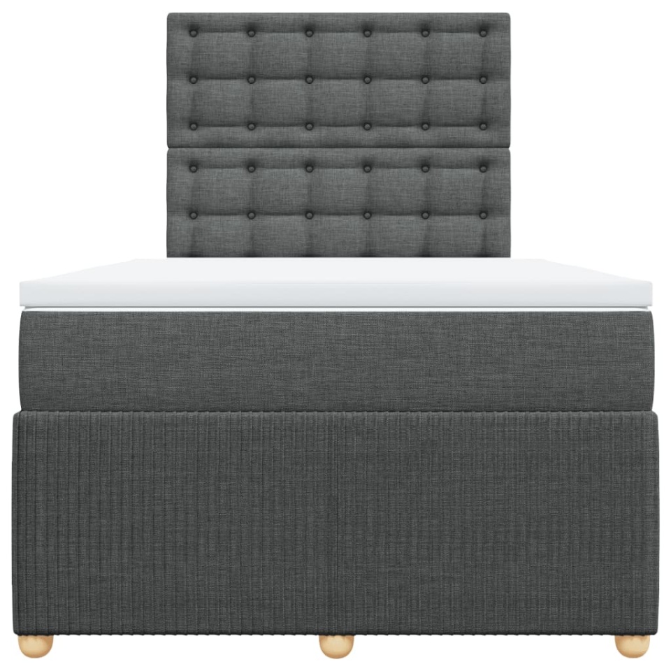 Pat box spring cu saltea, gri închis, 120x200 cm, textil - 3 | YEO