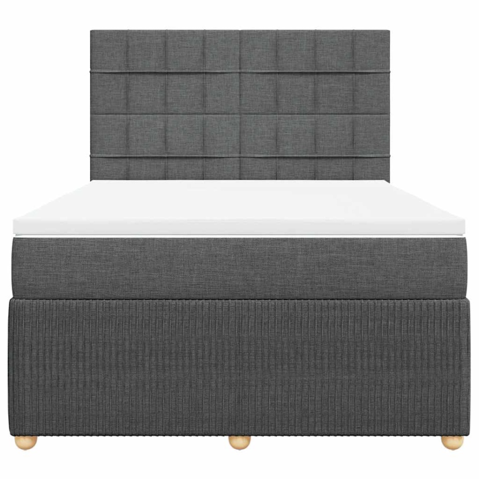 Pat box spring cu saltea, gri închis, 140x200 cm, textil - 3 | YEO