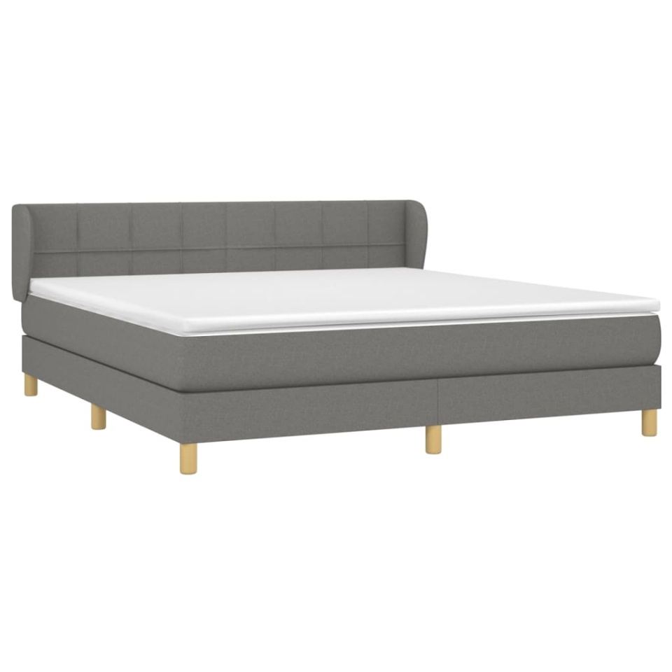 Pat box spring cu saltea, gri închis, 180x200 cm, textil - 2 | YEO
